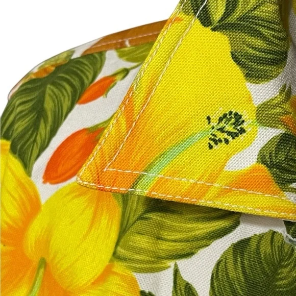 COLDWATER CREEK NWOTS RETRO 70S YELLOW FLOWER DENIM JACKET SZ XLP - Picture 4 of 13